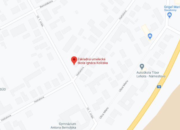 mapa Základná umelecká škola Ignáca Kolčáka